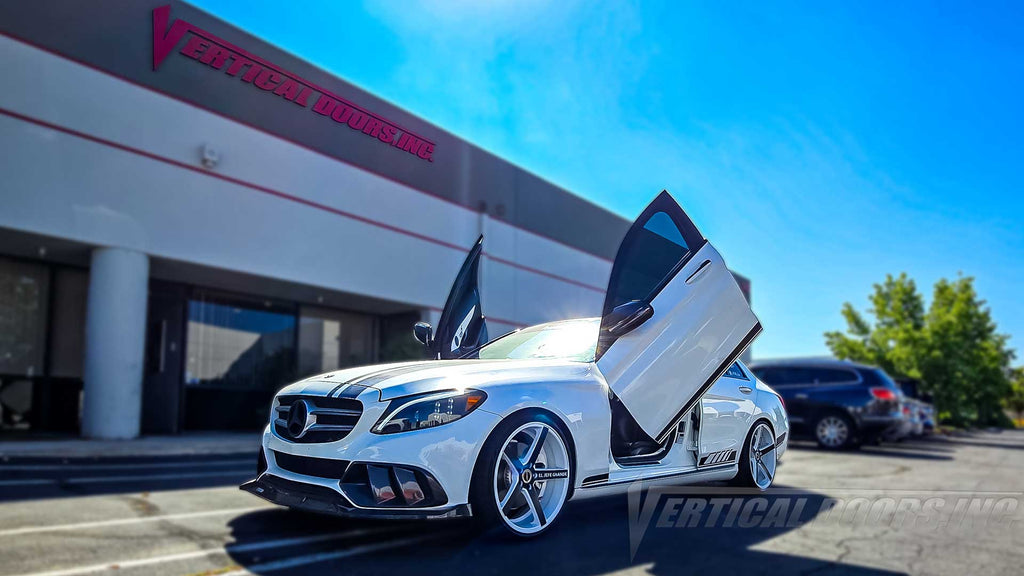 @_infinite.class_ 2017 Mercedes C300 is the 1st MB C-Class W205 with a bolt-on lambo door kit by Vertical Doors, Inc., VDCMERC1523, Lambo Doors, Vertical Door, Scissor Doors, Butterfly Doors, Door Conversion, wing doors, MB, AMG C 43 4MATIC, AMG C 63, AMG C 63 S, C 160, C 180, C 180d, C 200, C 200 4MATIC, C 200d, C 220d, C 220d 4MATIC, C 220d, C 250, C 250d, C 250d 4MATIC, C 300, C 300h, C 350e, C 400 4MATIC, C 450 4MATIC AMG Sport, MB C-Class Lambo Doors, MB C-Class Vertical Door, MB C-Class Scissor Doors,