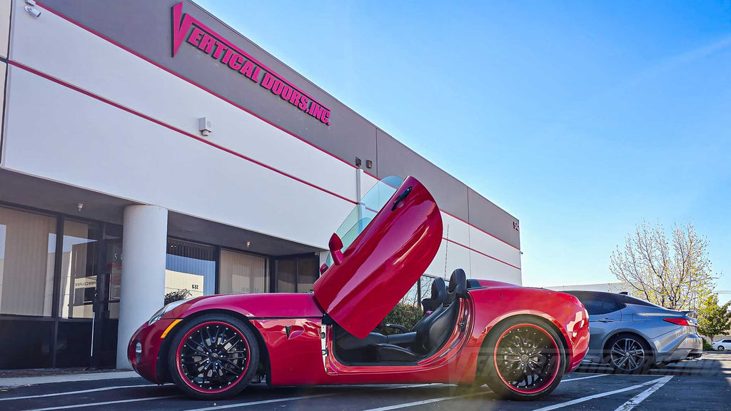 Pontiac Solstice from California just got a set of Lambo Doors installed by the best in the industry, Vertical Doors, Inc., VDCPONSOL0610, Pontiac Solstice, Pontiac, Solstice, GXP, Street Edition, Coupe, Convertible, Roaster, GM Kappa Platform, Turbocharged GXP, Vertical Doors Inc, vertical door gang, Lambo Doors, Vertical Doors, door conversion, scissor doors, butterfly doors, wing doors,  Pontiac Solstice Lambo Doors, Pontiac Solstice Vertical Doors, Pontiac Solstice door conversion, Pontiac Solstice scis