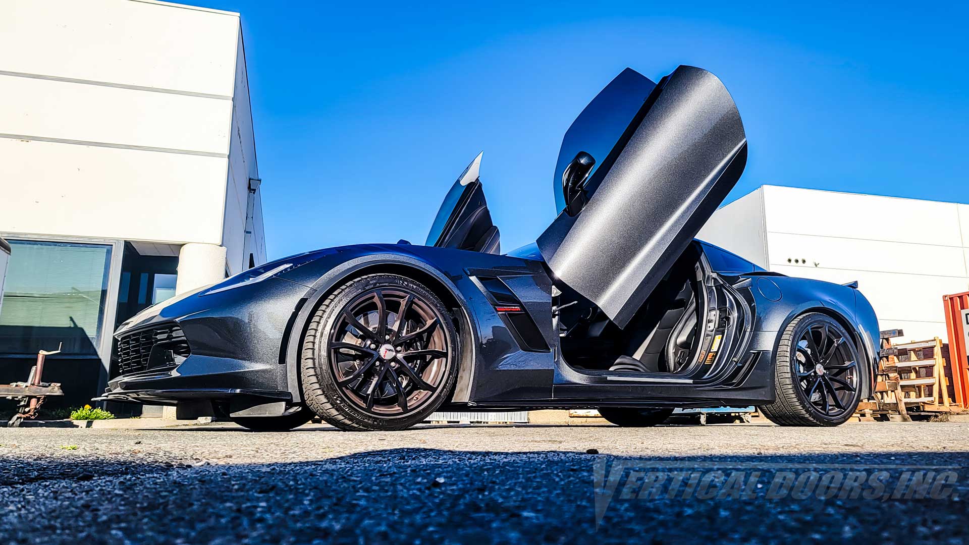 Chevrolet Corvette C7 2014-2019 Lambo Door Conversion Kit by Vertical Doors Inc., vette, Corvette, Chevy,  VDCCHEVYCORC714, lambo doors, vertical doors, door conversion, scissor doors, butterfly doors, wing doors,
