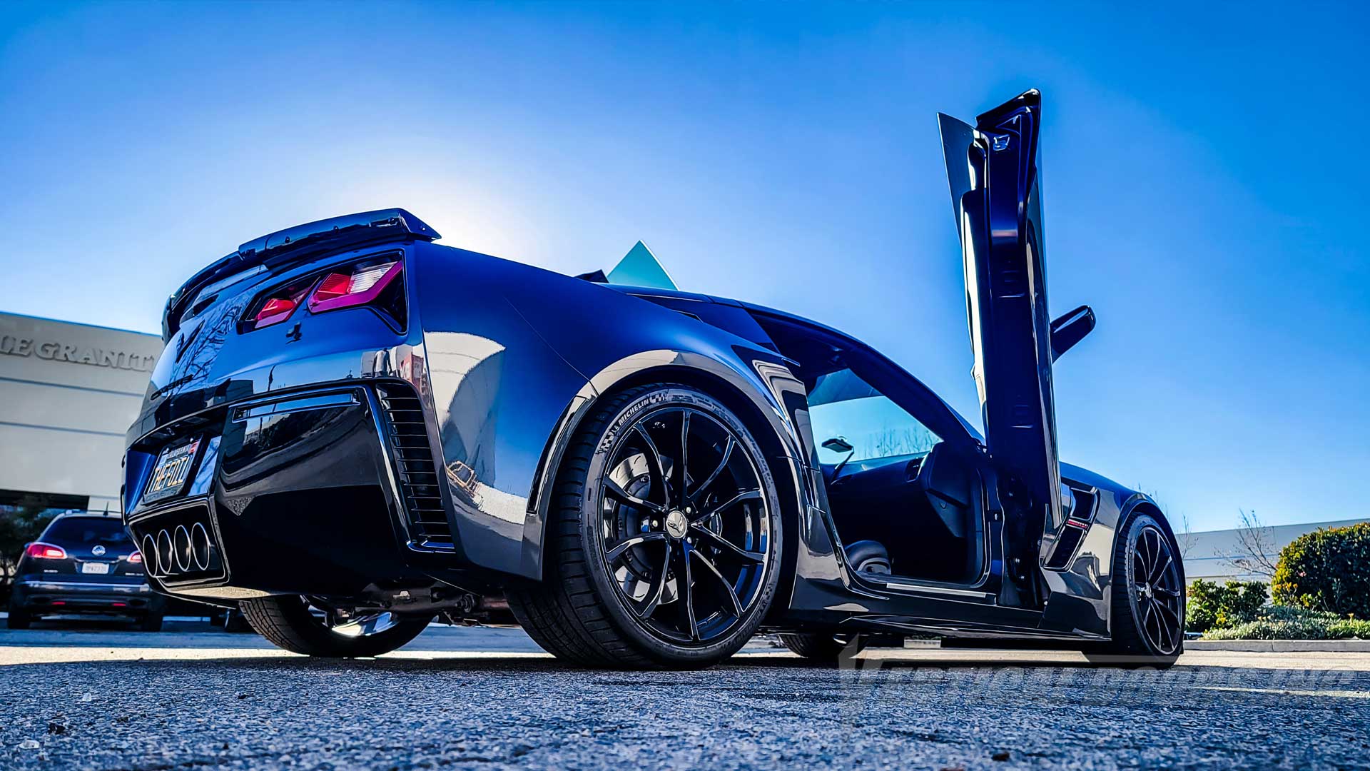 Chevrolet Corvette C7 2014-2019 Lambo Door Conversion Kit by Vertical Doors Inc., vette, Corvette, Chevy,  VDCCHEVYCORC714, lambo doors, vertical doors, door conversion, scissor doors, butterfly doors, wing doors,