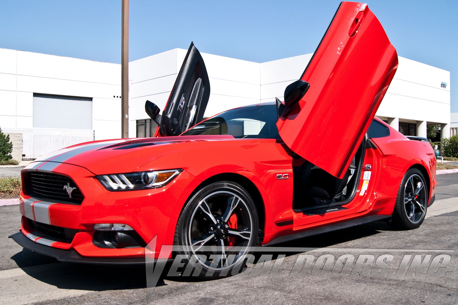 Ford Mustang 2015-2023 Lambo Door Conversion Kit by Vertical Doors Inc. VDCFM15, ford mustang, ford, mustang, 6thgen, stang, lambo doors, vertical doors, door conversion, scissor doors, butterfly doors, wing doors,