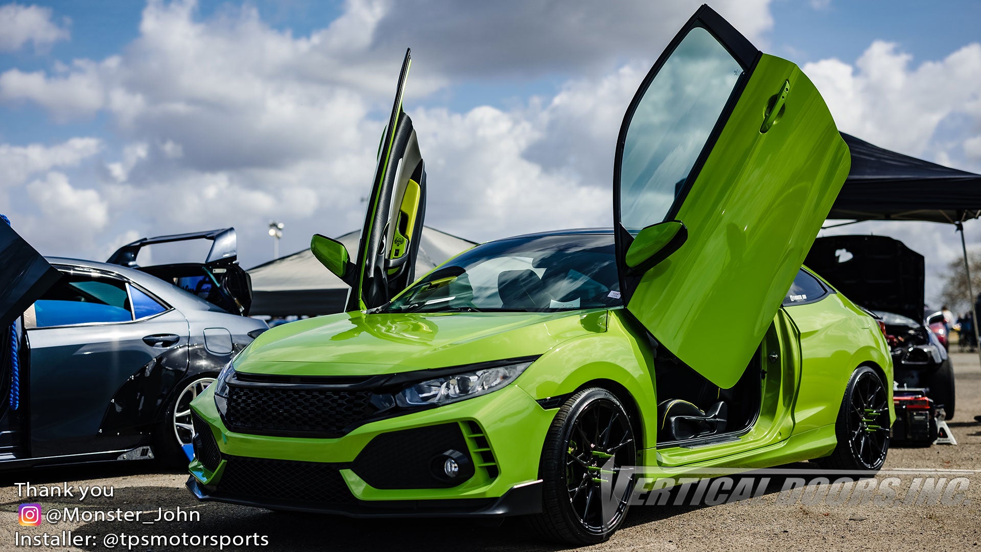 Honda Civic 2016-2021 4DR Lambo Door Conversion Kit by Vertical Doors Inc., VDCHC164DR,  Honda, Civic, Honda Civic, SI, Civic SI, sedan, LX, EX, FC, FK, 10th Gen, Hatchback, Type R, 2016, 2017, 2018, 2019, 2021,  Vertical Doors Inc, vertical door gang, Lambo Doors, Vertical Doors, door conversion, scissor doors, butterfly doors, wing doors, pic of the day, repost, Honda Civic Lambo Doors, Honda Civic Vertical Doors, 